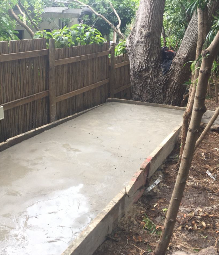 Strong concrete slabs are cast for tanks to rest on